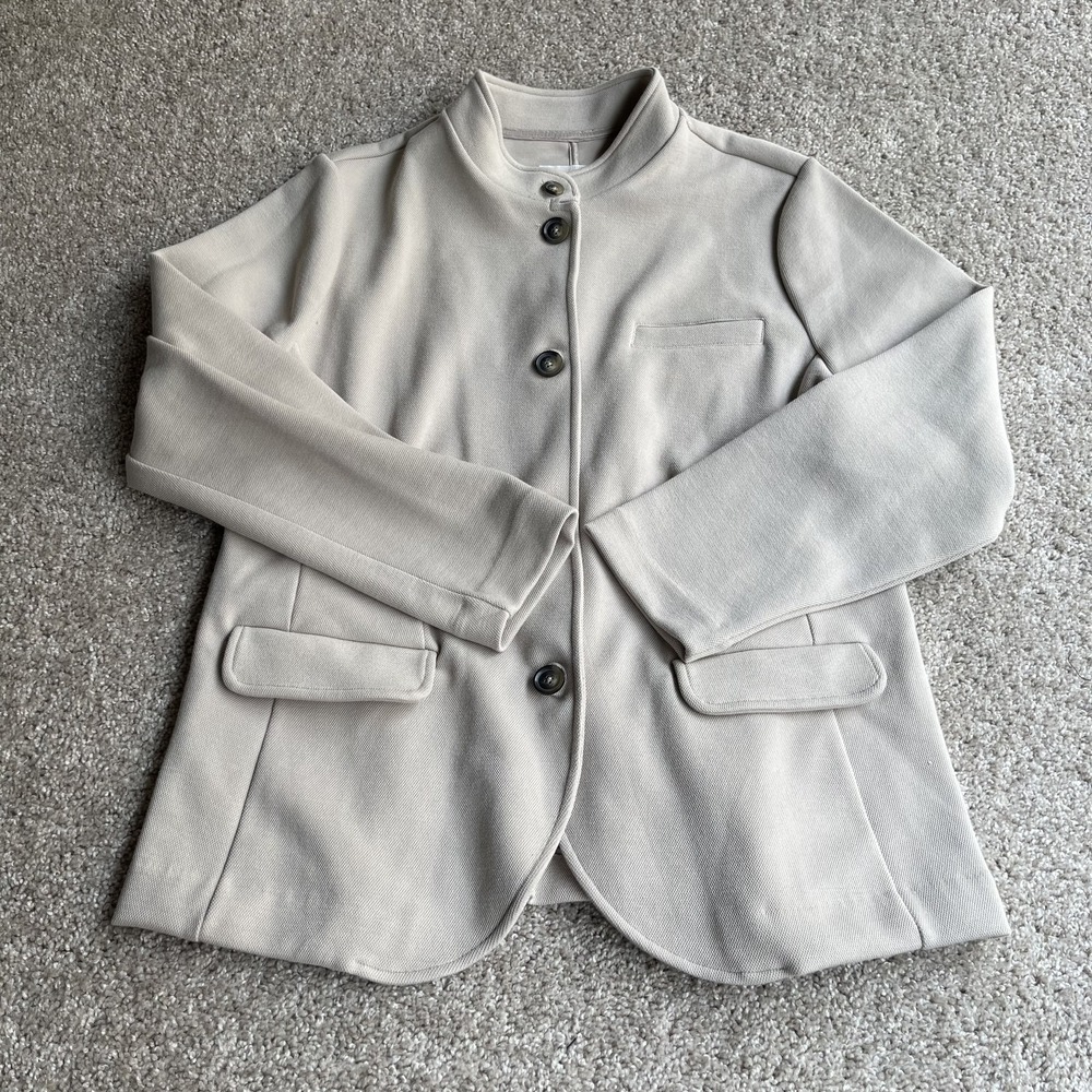Banana Republic Blazer Jacket Womens XL Beige Knit Stretch Tailored Office